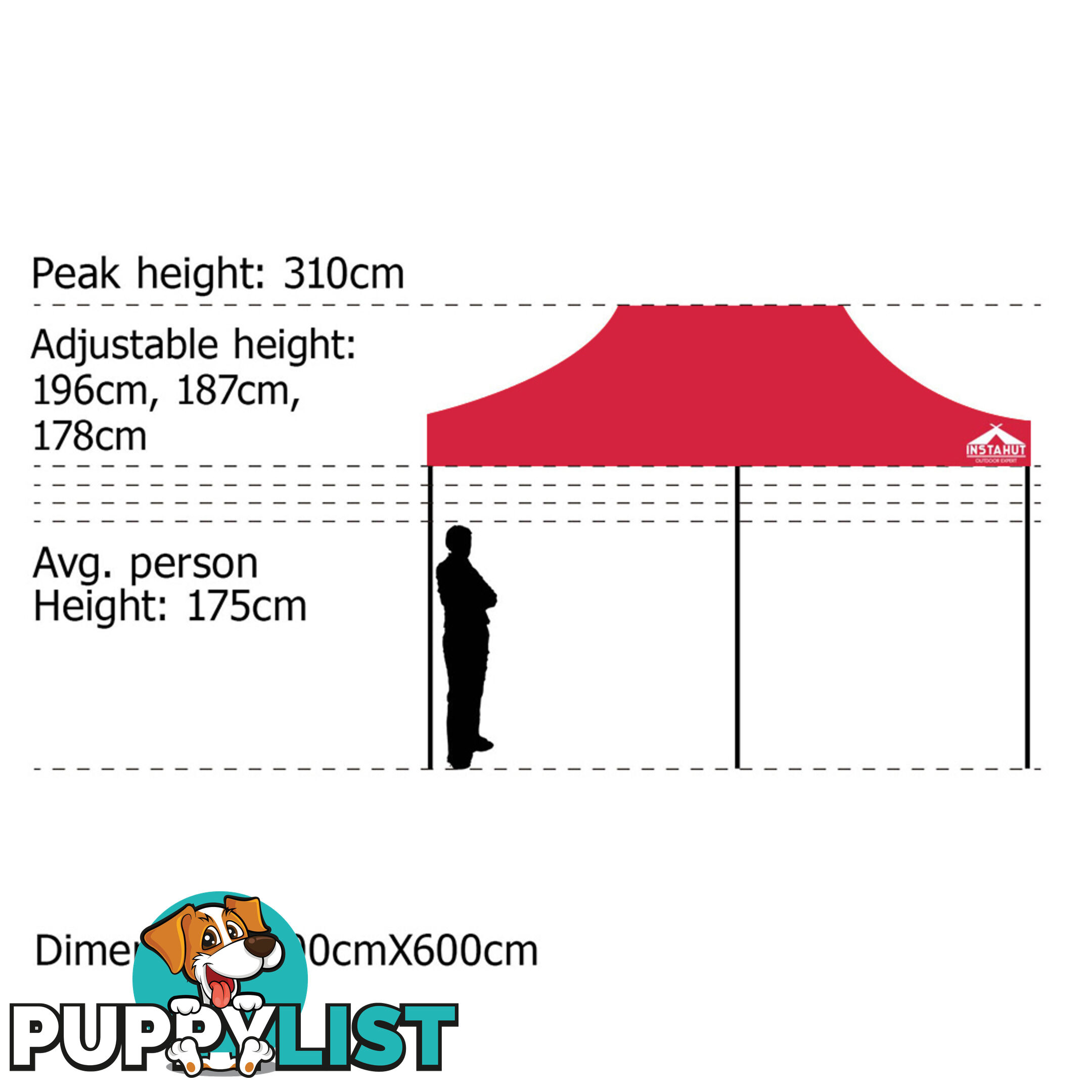 3X6 Pop Up Gazebo - Red