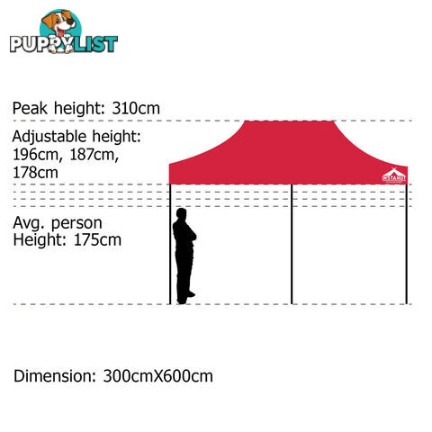 3X6 Pop Up Gazebo - Red