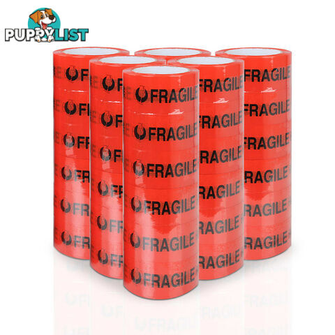 36 Rolls Red Fragile Tape 48mm x 75m