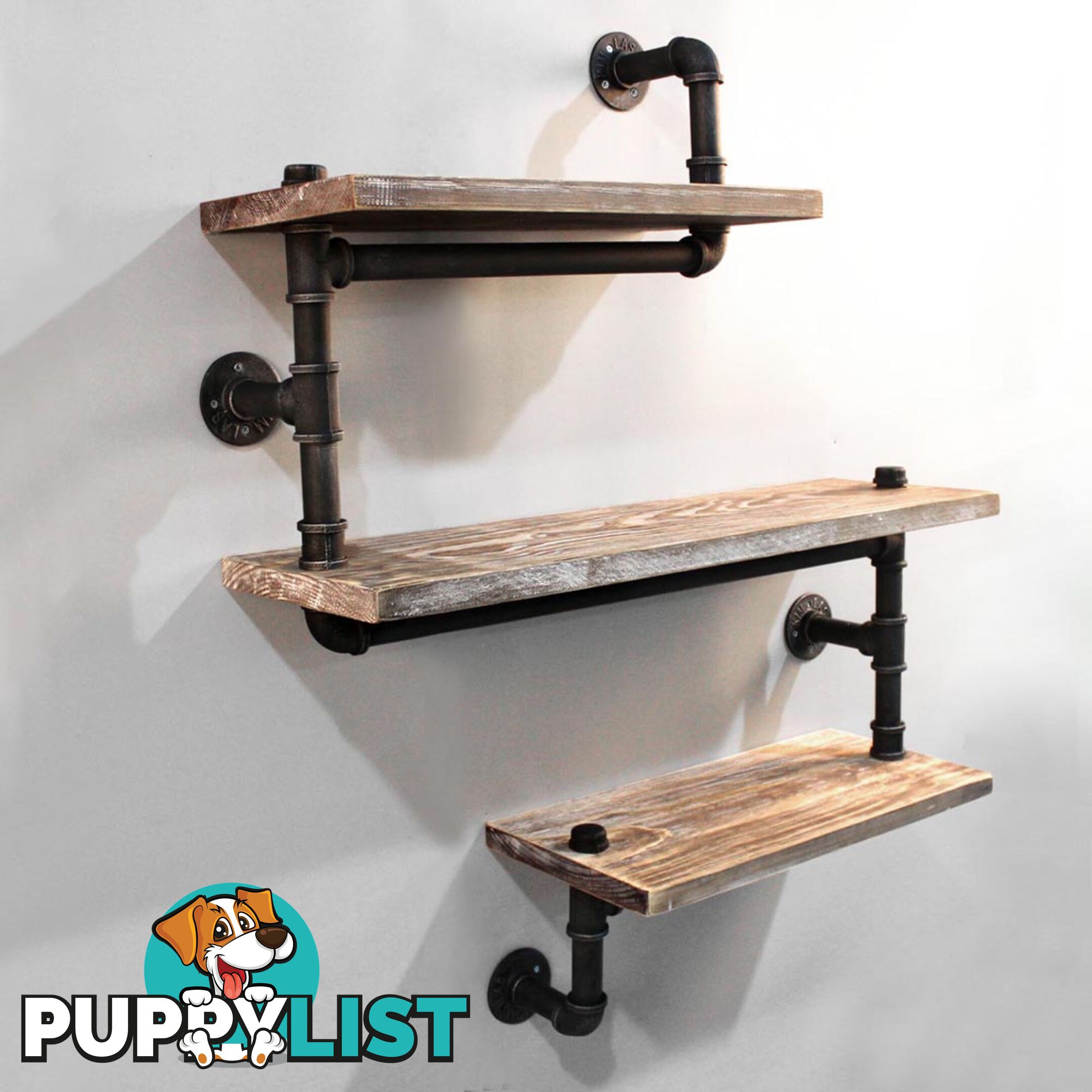 Rustic Industrial DIY Floating Pipe Shelf