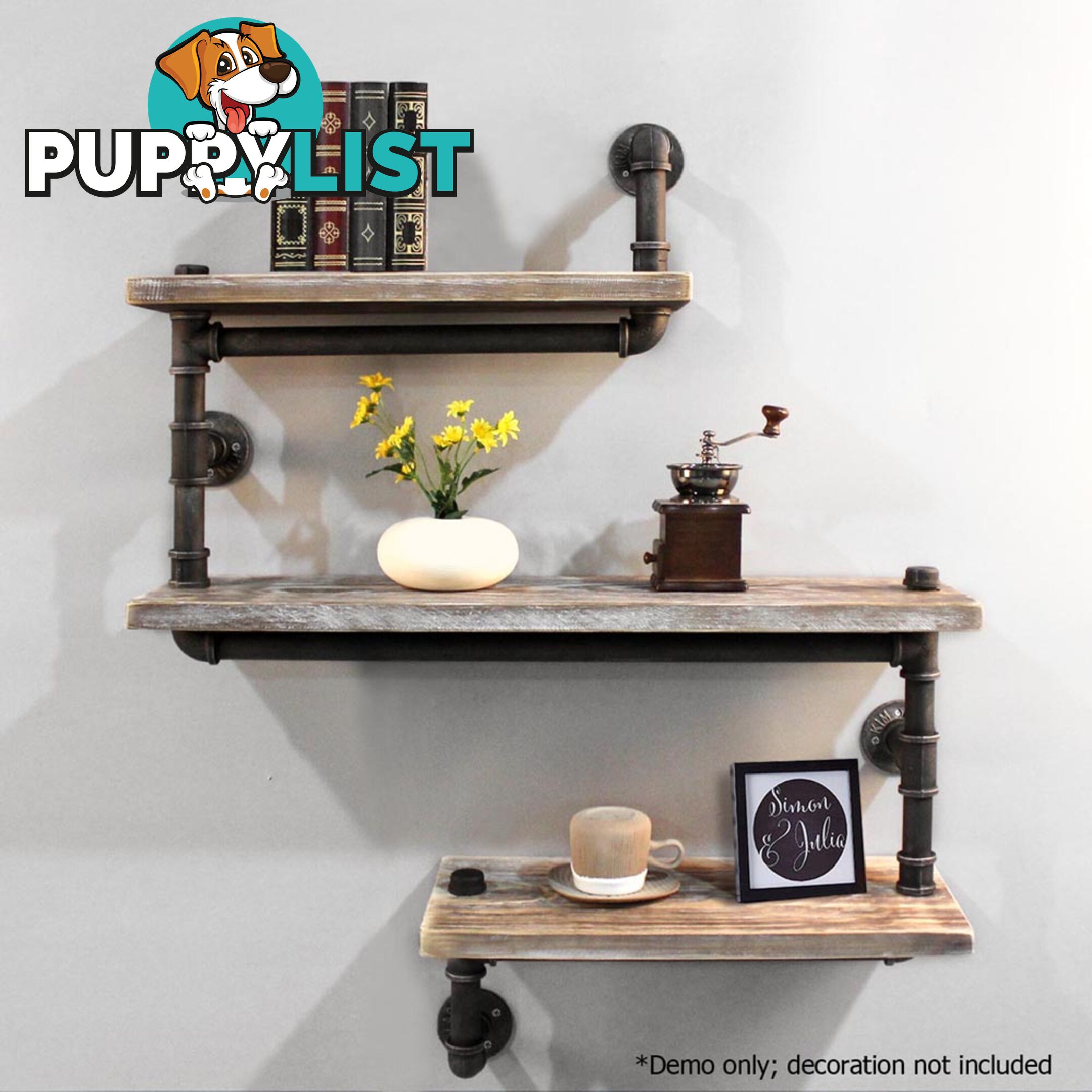 Rustic Industrial DIY Floating Pipe Shelf