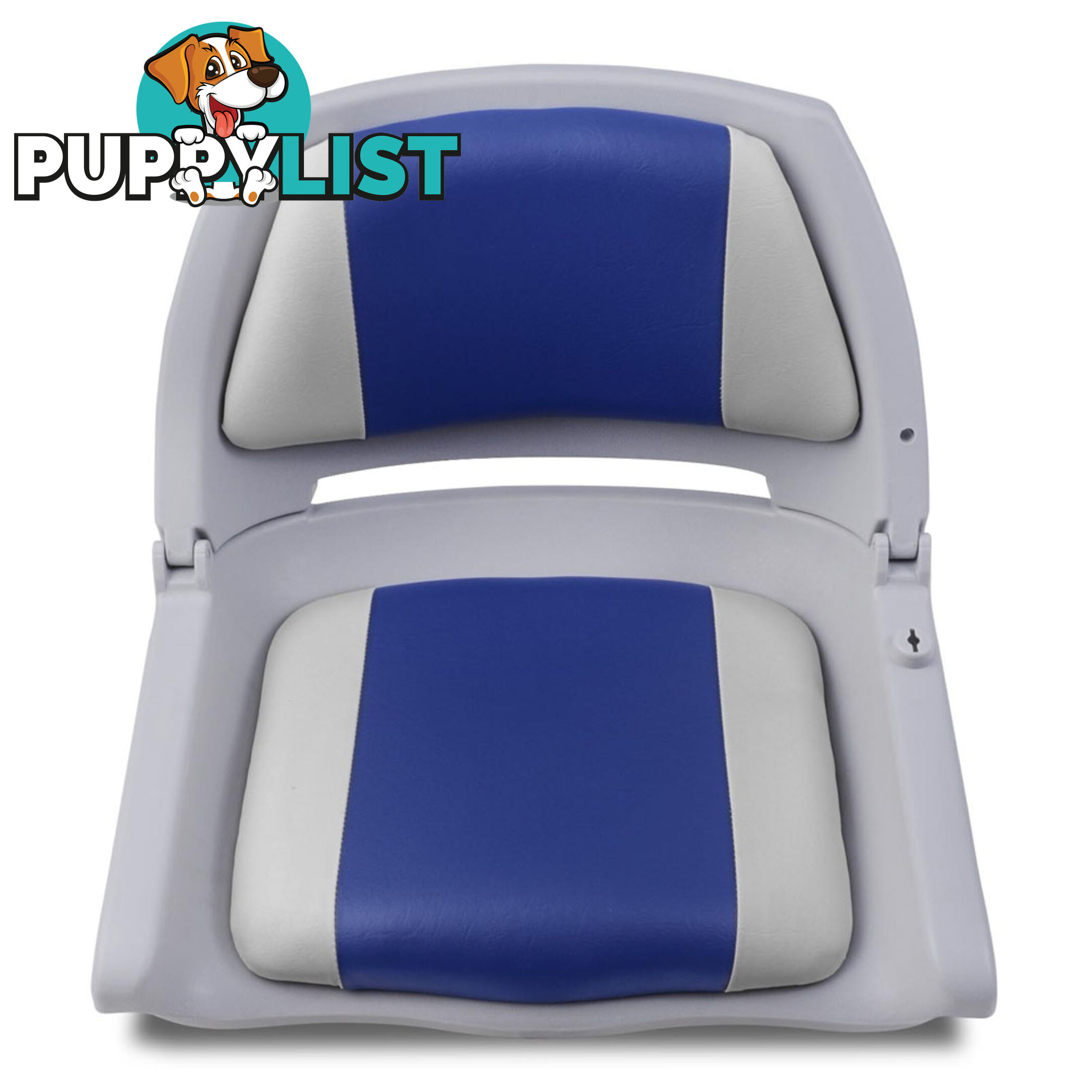 Set of 2 Swivel Folding Marine Boat Seats White Blue