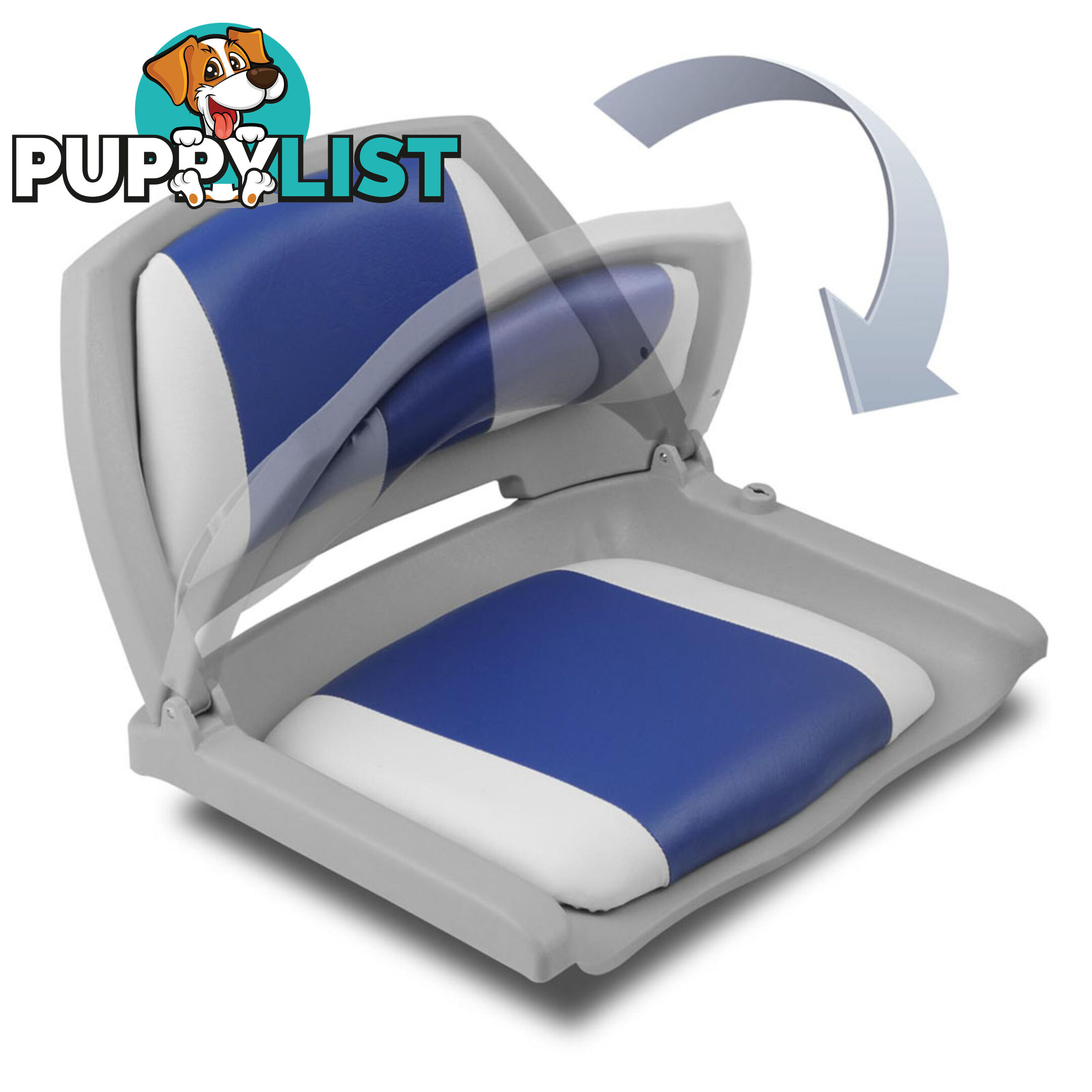 Set of 2 Swivel Folding Marine Boat Seats White Blue