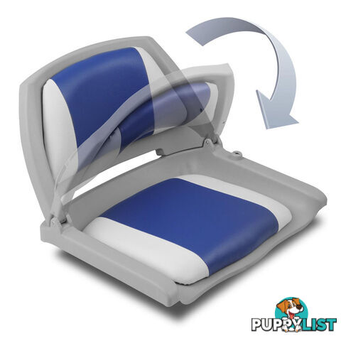 Set of 2 Swivel Folding Marine Boat Seats White Blue