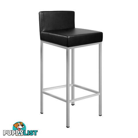 Set of 2 PU Leather Kitchen Bar Stool Black