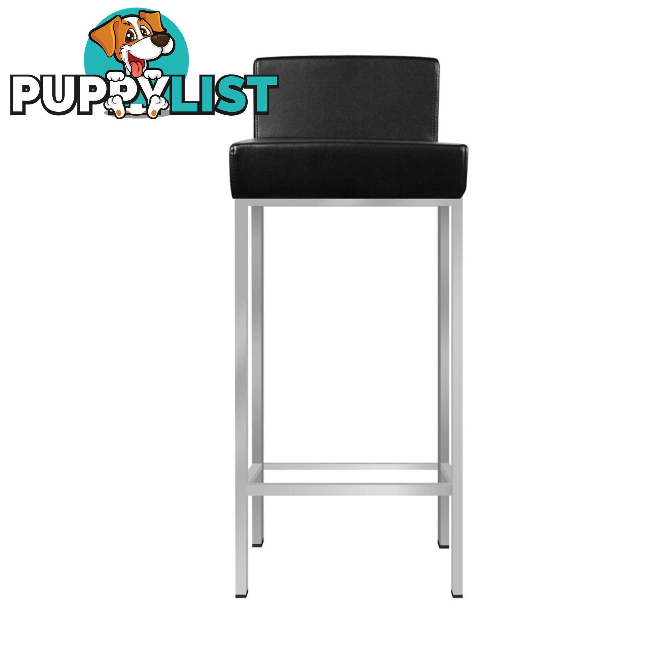 Set of 2 PU Leather Kitchen Bar Stool Black