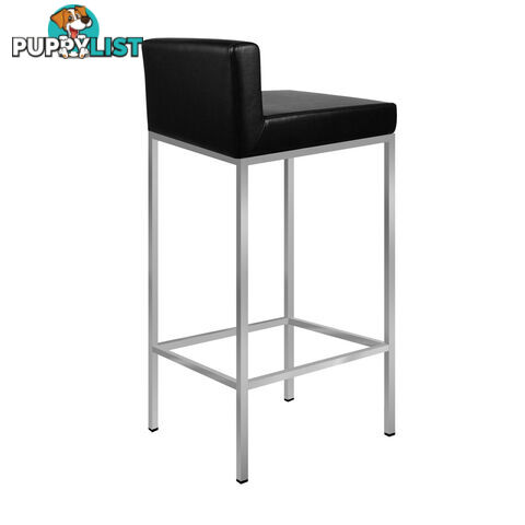 Set of 2 PU Leather Kitchen Bar Stool Black