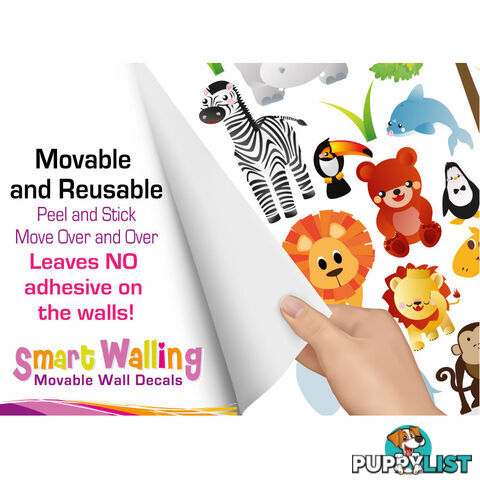 Large Size Cute Zoo Animals Kids Wall Stickers - Totally Movable