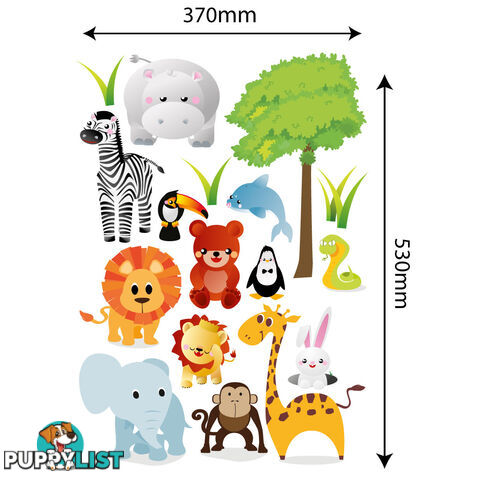 Large Size Cute Zoo Animals Kids Wall Stickers - Totally Movable