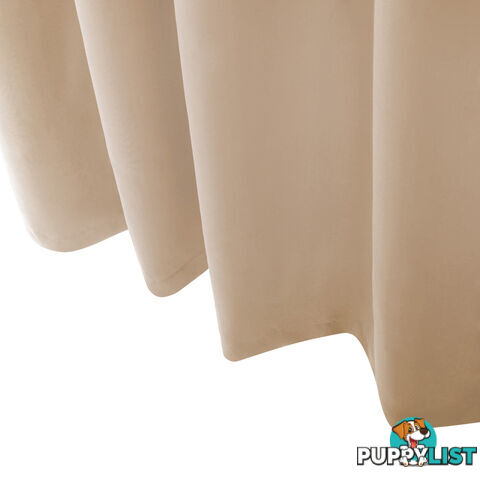 ArtQueen 3 Pass Eyelet Blockout Curtain Latte 300cm