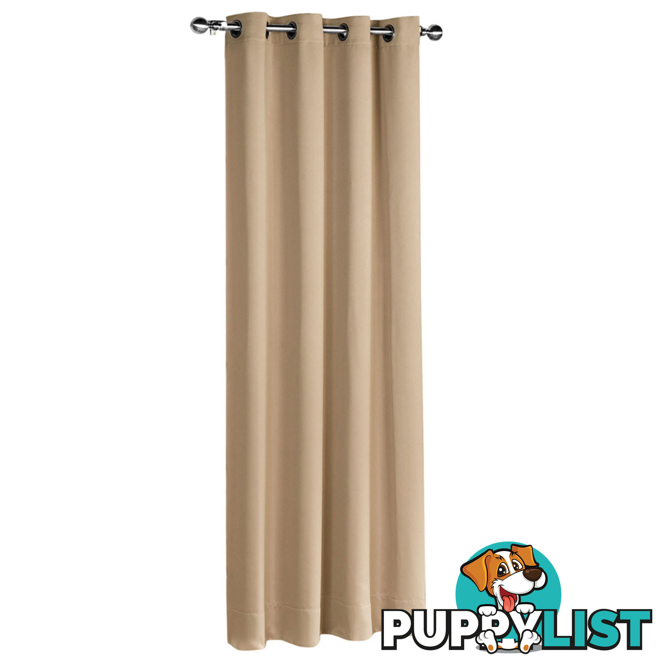 ArtQueen 3 Pass Eyelet Blockout Curtain Latte 300cm