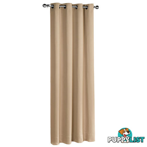 ArtQueen 3 Pass Eyelet Blockout Curtain Latte 300cm