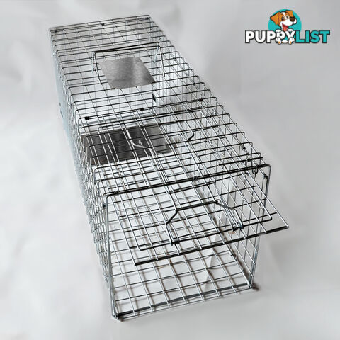 Humane Animal Trap Cage 94 x 34 x 36cm Silver