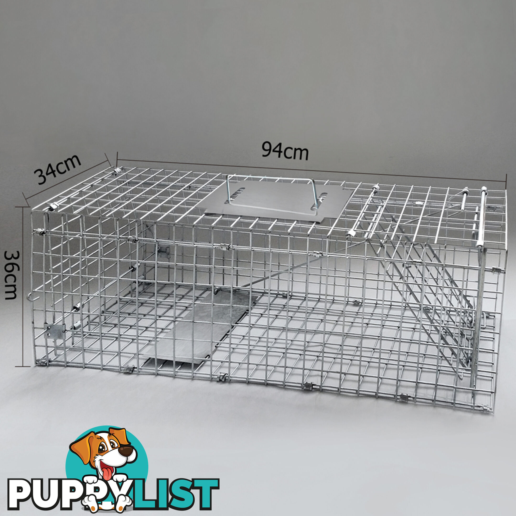 Humane Animal Trap Cage 94 x 34 x 36cm Silver