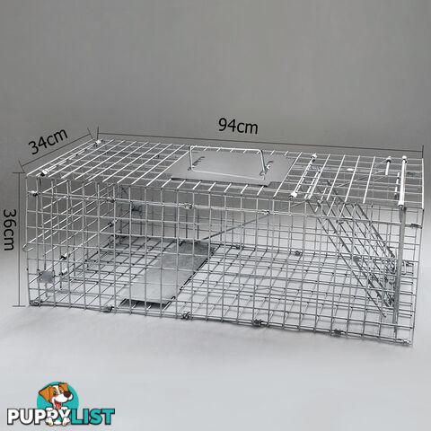 Humane Animal Trap Cage 94 x 34 x 36cm Silver