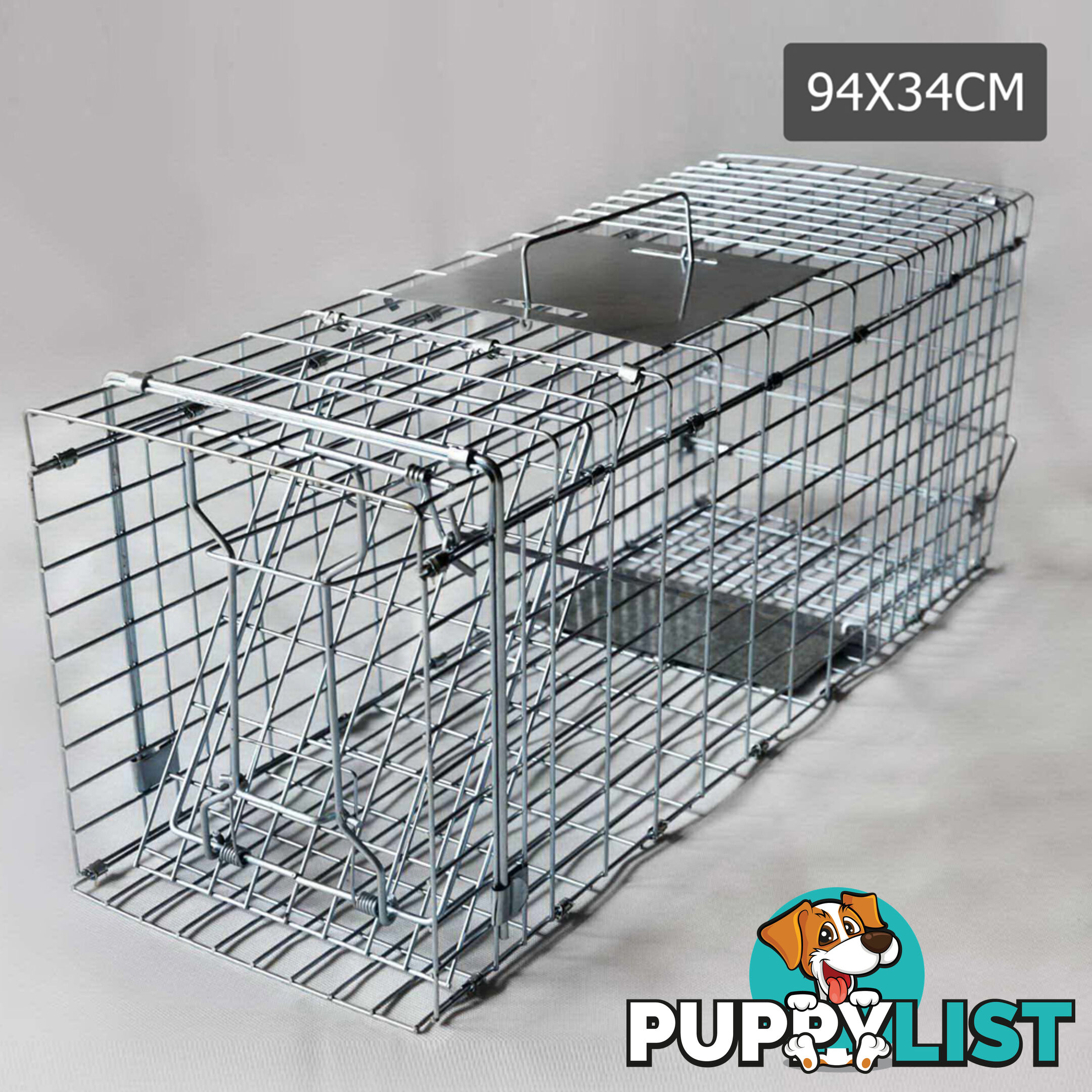 Humane Animal Trap Cage 94 x 34 x 36cm Silver