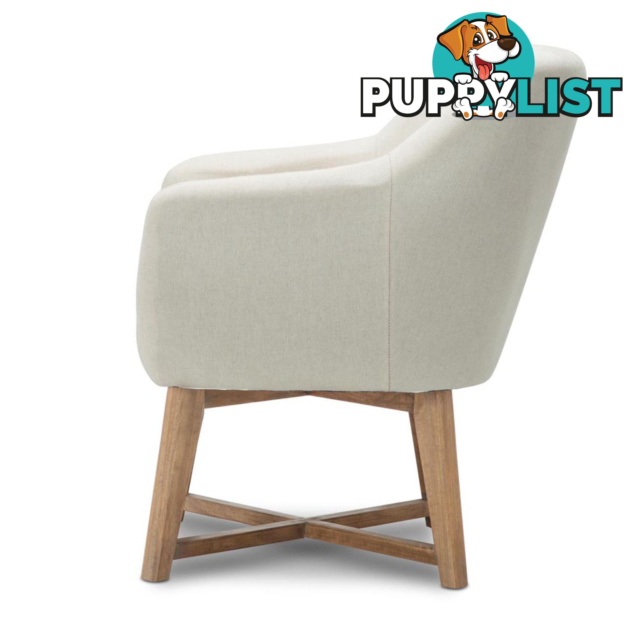 Fabric Tub Lounge Armchair - Beige