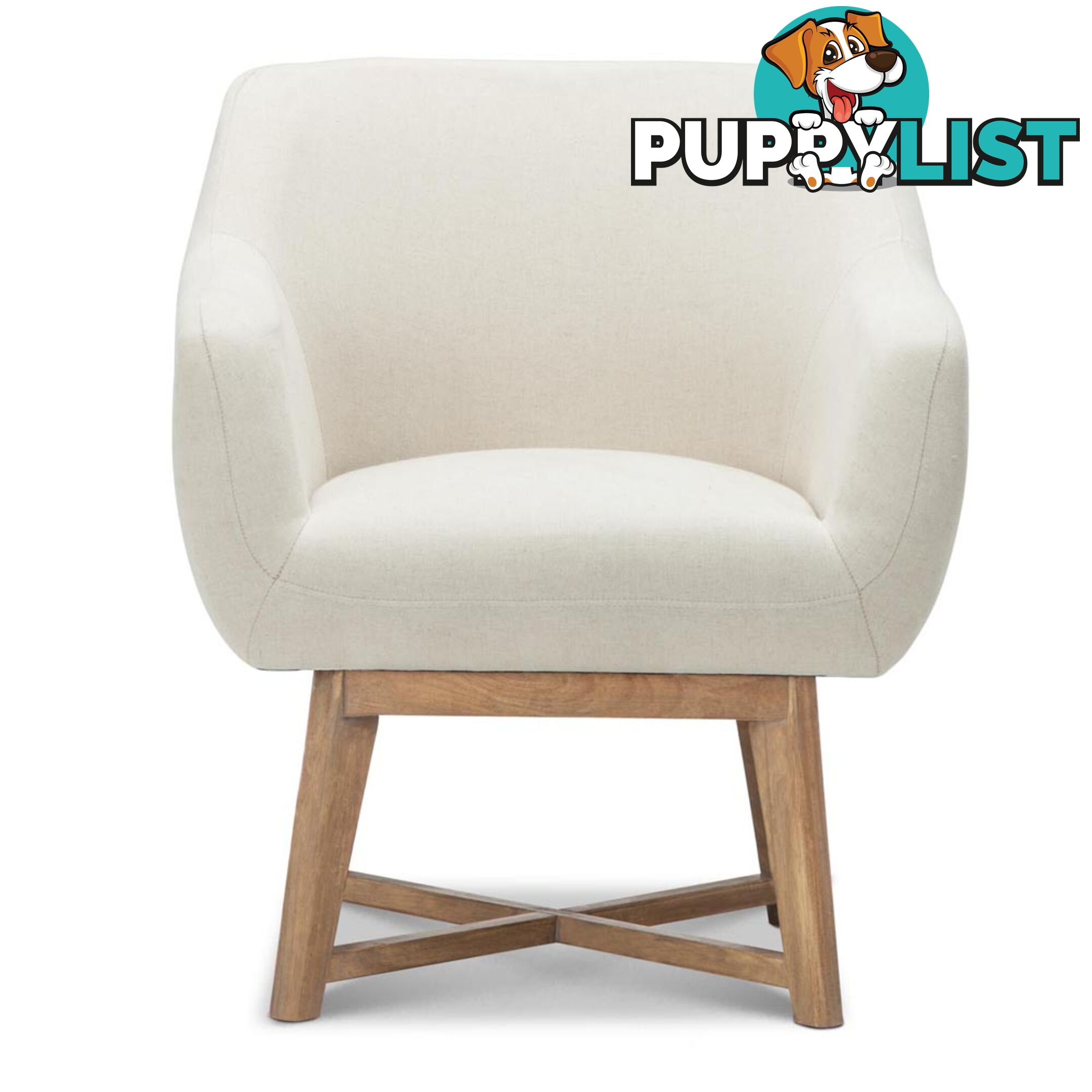 Fabric Tub Lounge Armchair - Beige