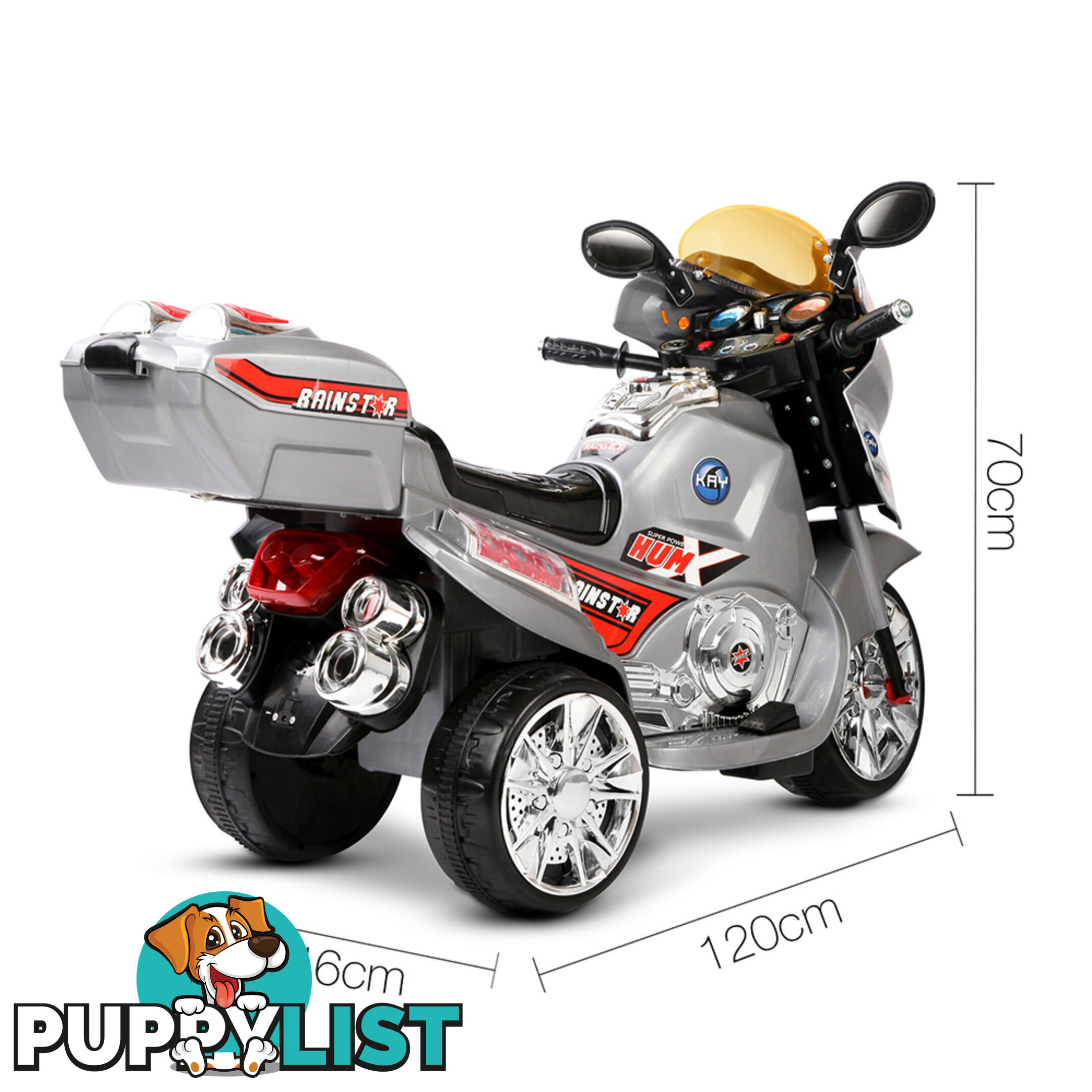 Kids Ride on Motorbike Silver Red