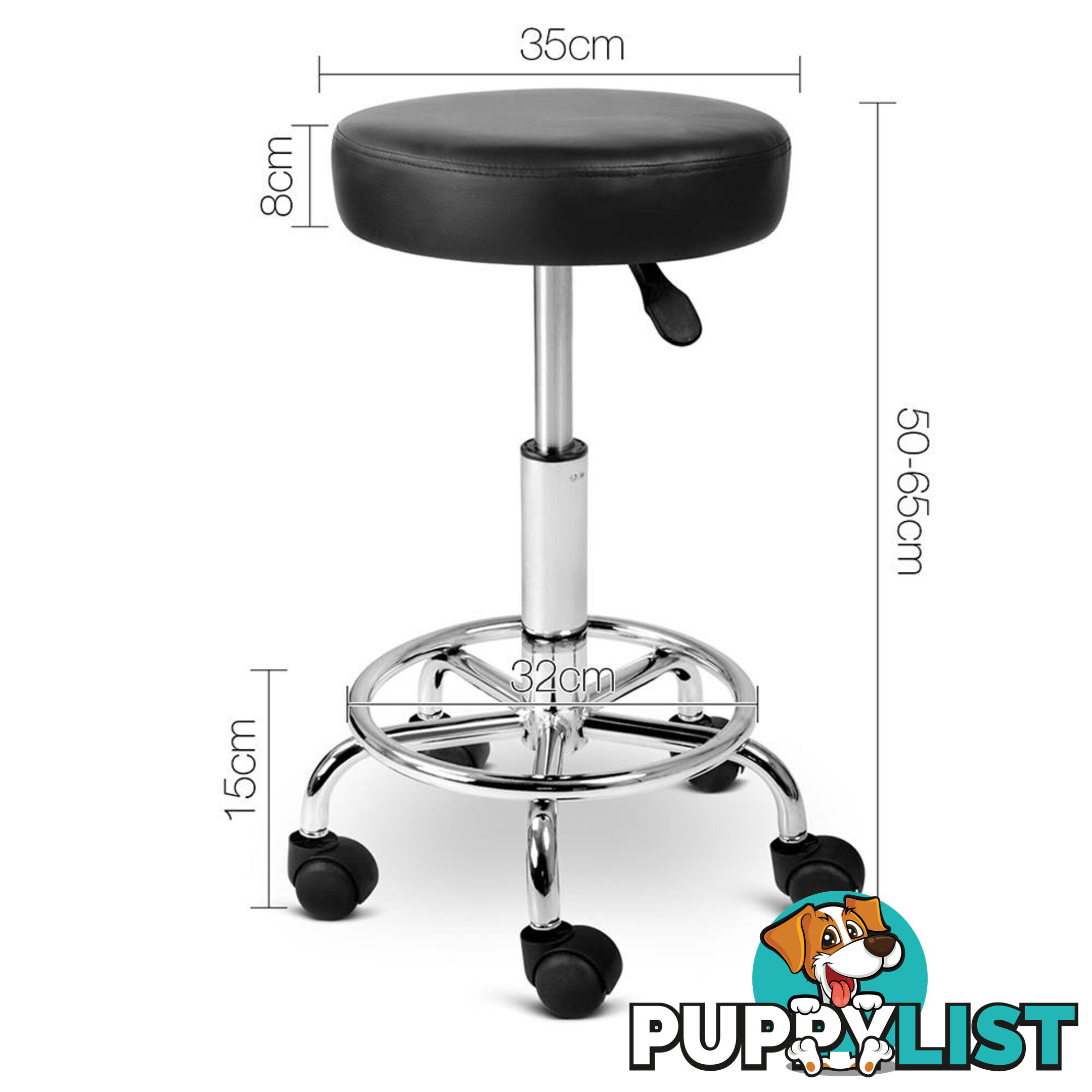 Round PU Swivel Salon Stool Black