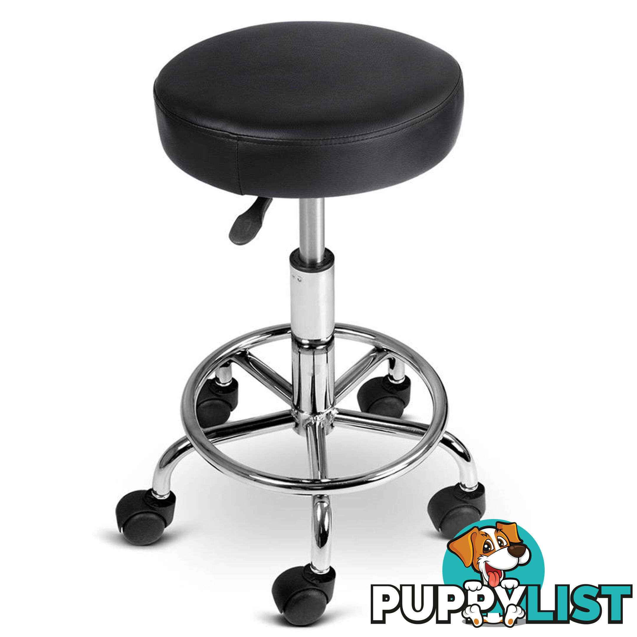 Round PU Swivel Salon Stool Black