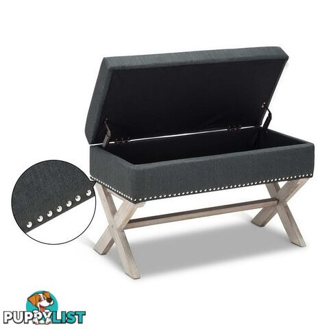 Seat Footstool Bench Stool Storage Ottoman - Grey