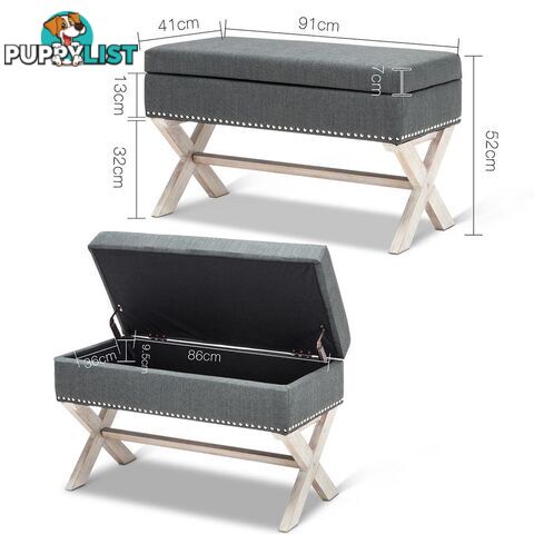 Seat Footstool Bench Stool Storage Ottoman - Grey