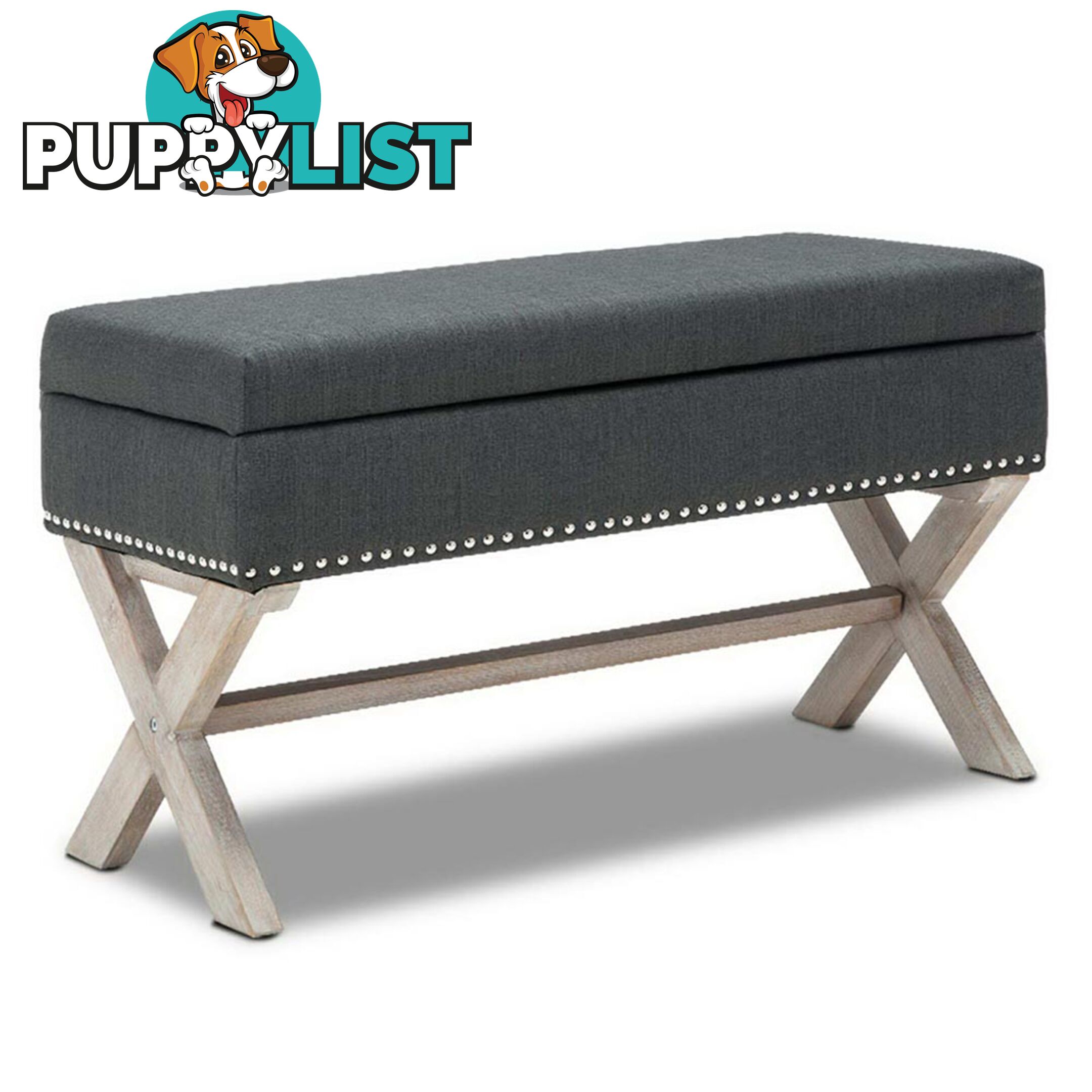 Seat Footstool Bench Stool Storage Ottoman - Grey