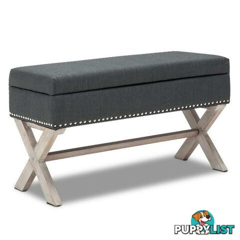 Seat Footstool Bench Stool Storage Ottoman - Grey