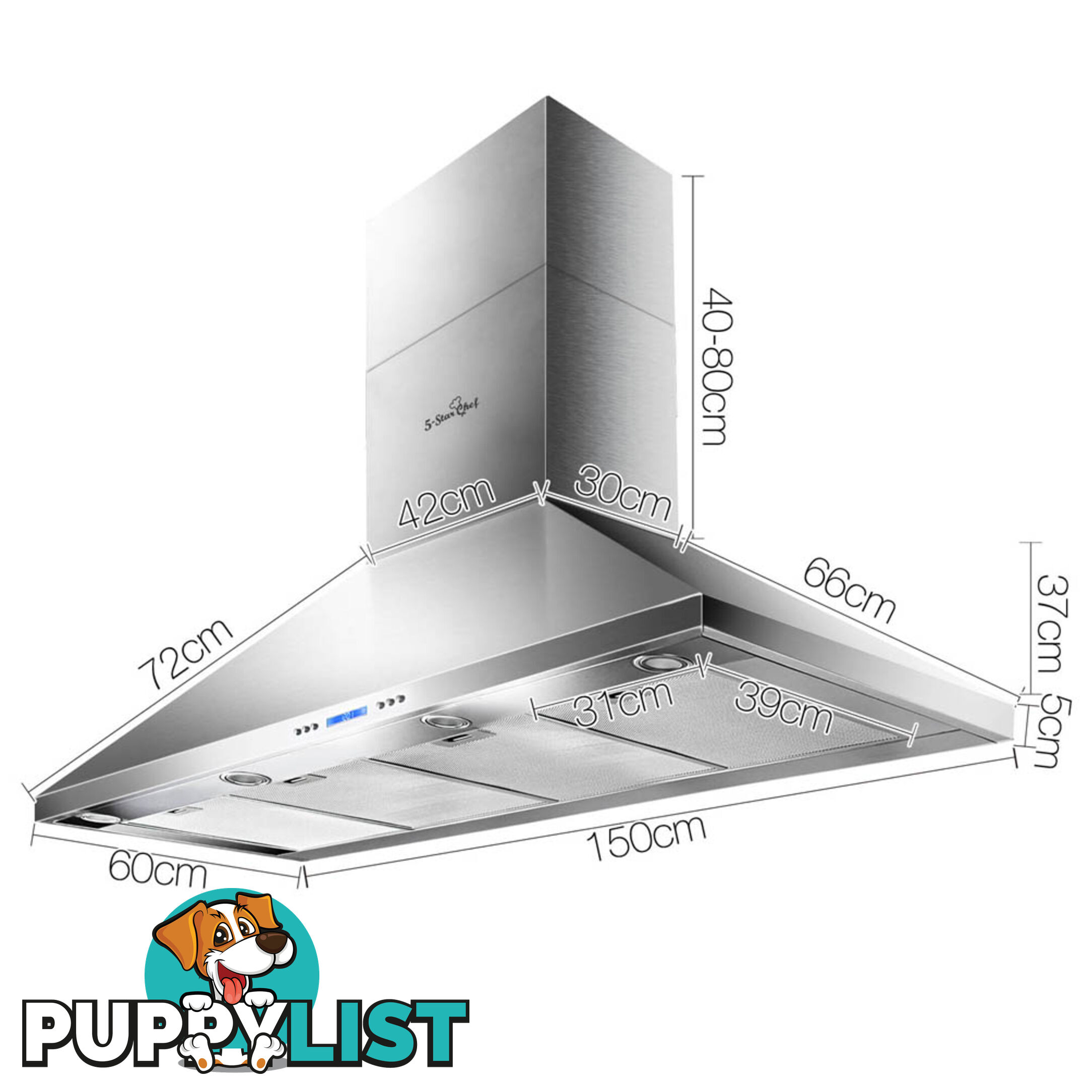 5 Star Chef Double Motor Rangehood 1500mm