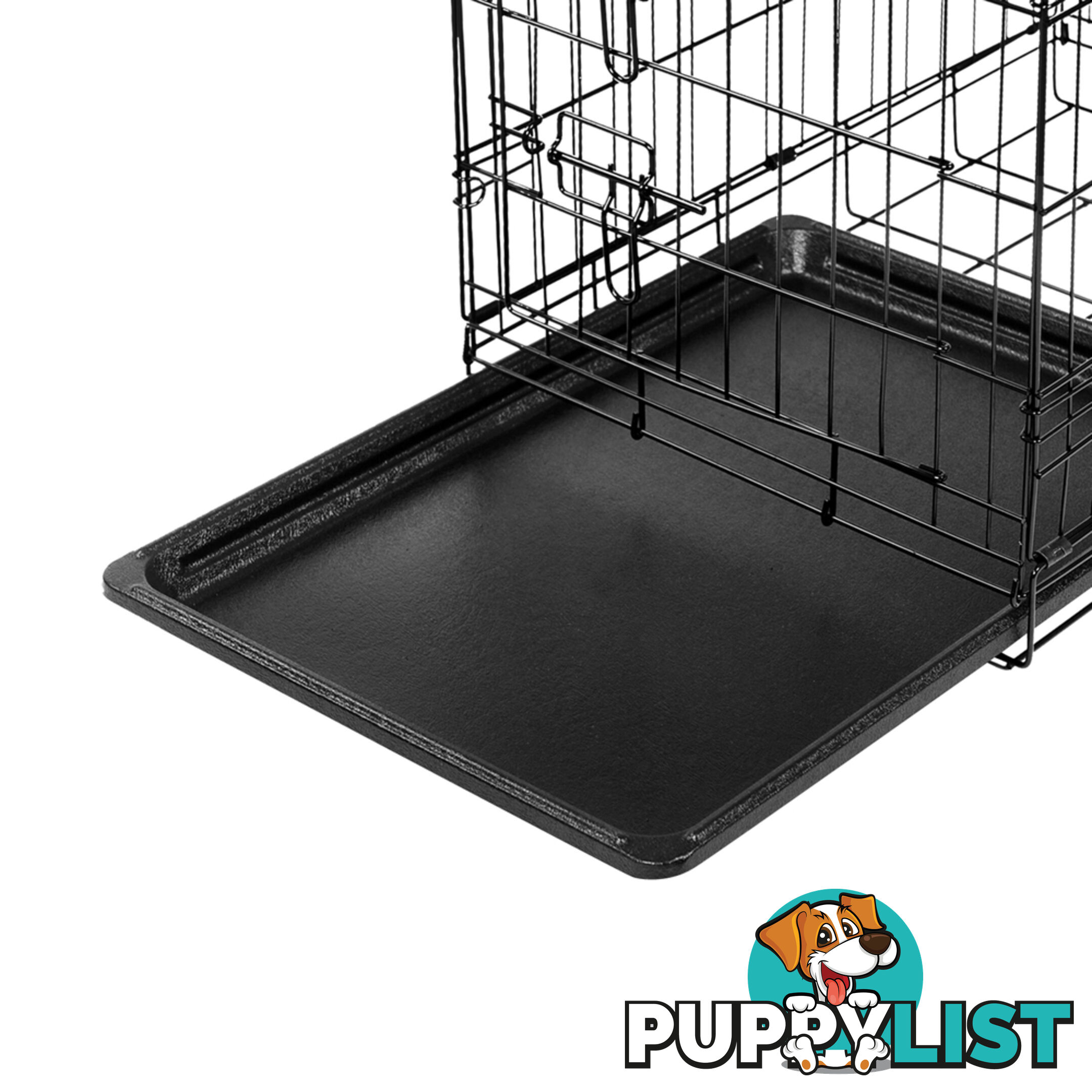 24 Inch Pet Portable Foldable Metal Cage Black