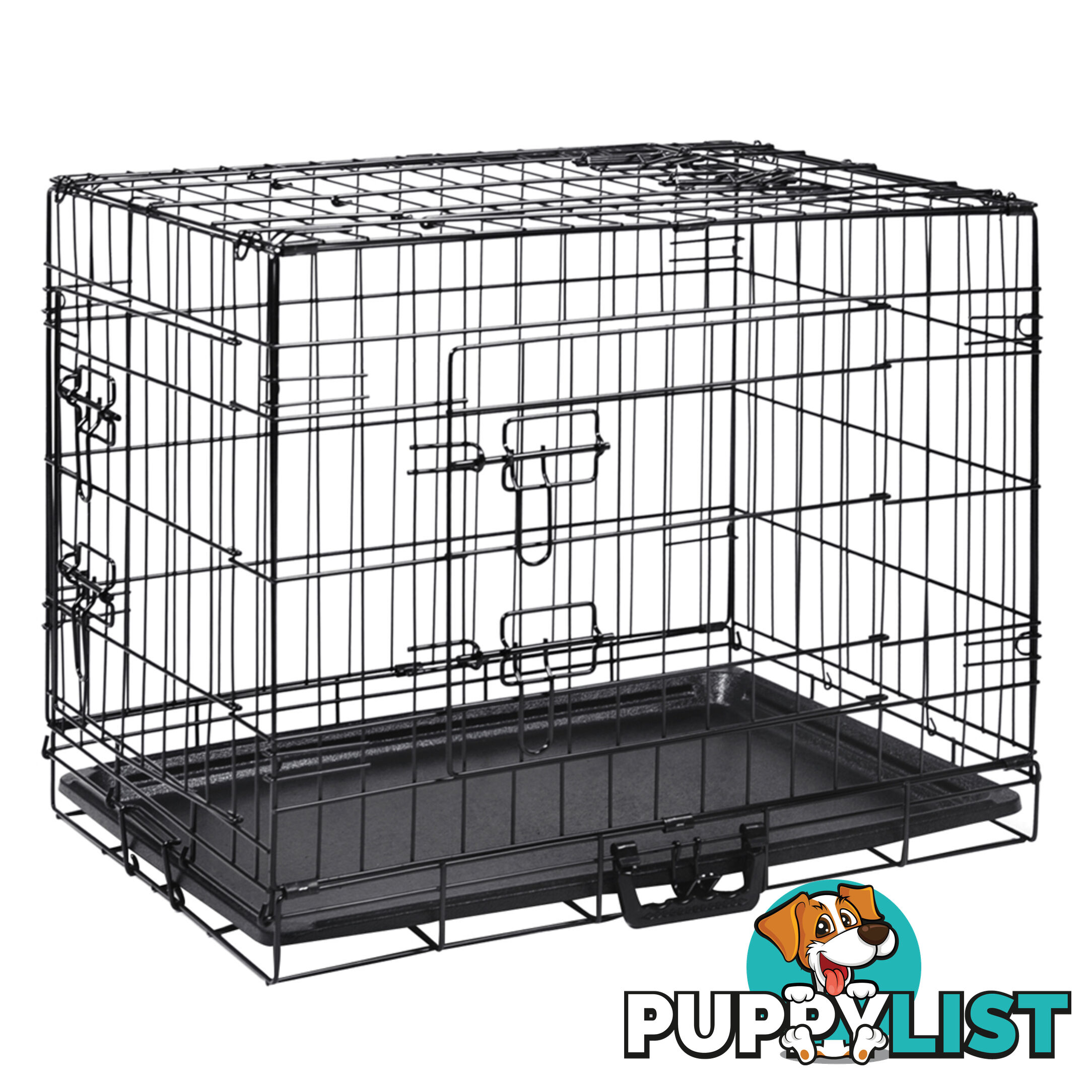 24 Inch Pet Portable Foldable Metal Cage Black