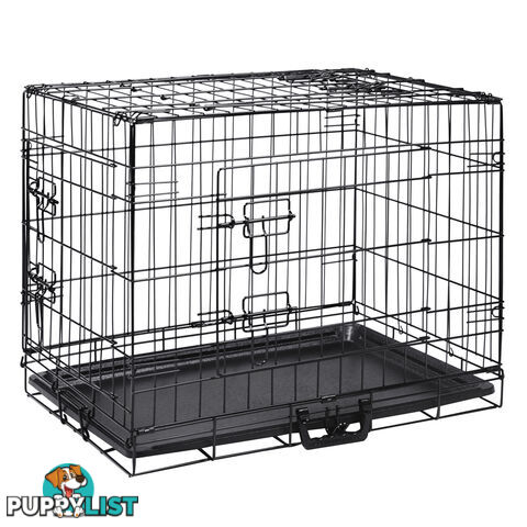 24 Inch Pet Portable Foldable Metal Cage Black