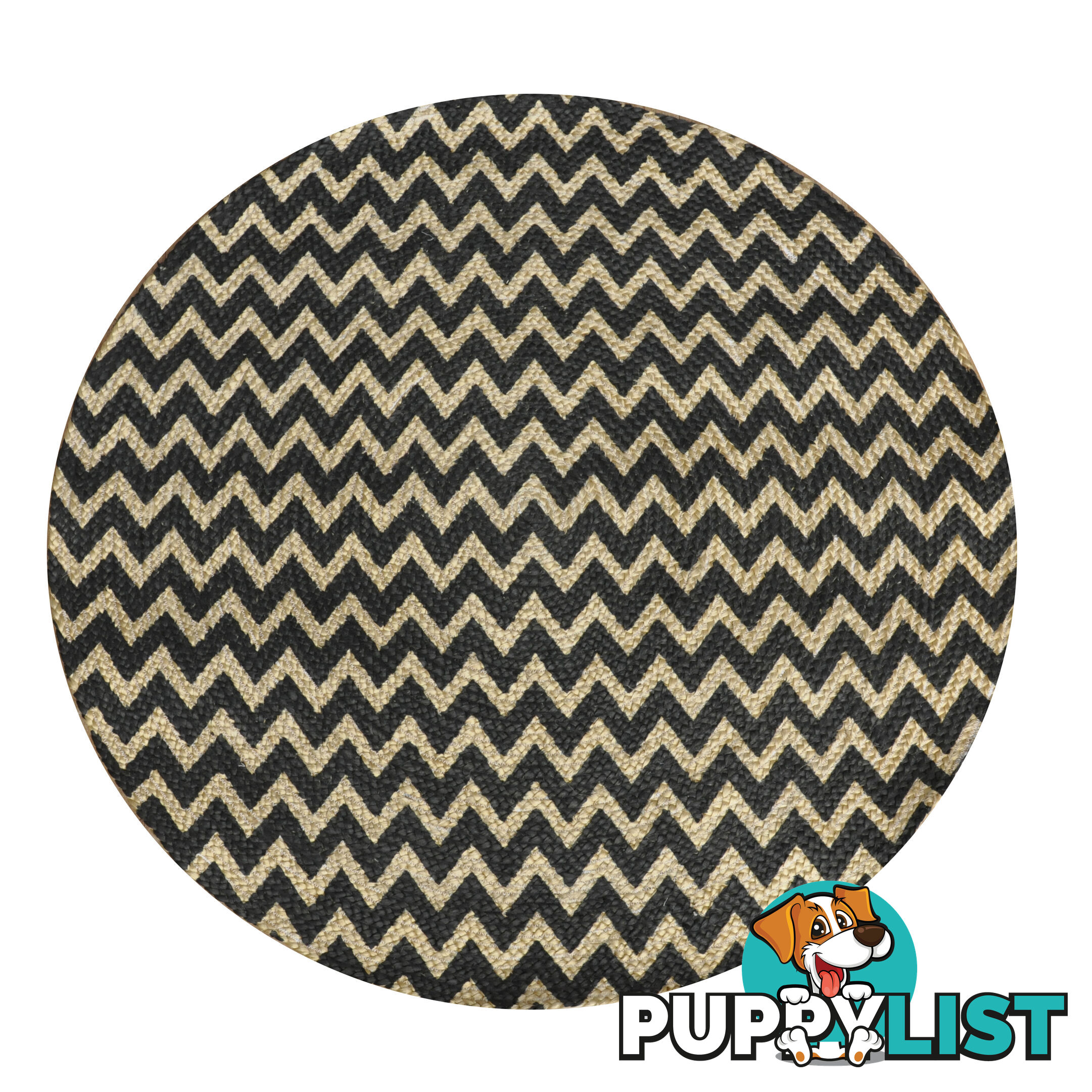 Printed Chevron Rug Black & Natural 120x120cm