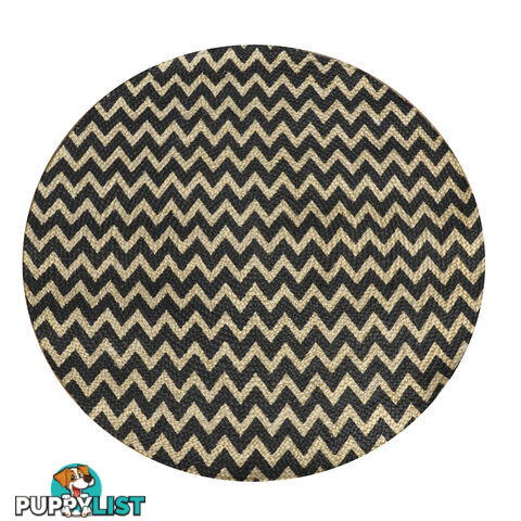 Printed Chevron Rug Black & Natural 120x120cm