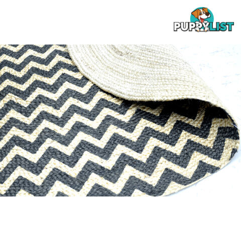 Printed Chevron Rug Black & Natural 120x120cm