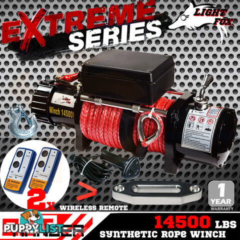 14500LBS Electric Winch 26M Synthetic Rope 6577KG 12V Wireless Remote 4WD 4X4