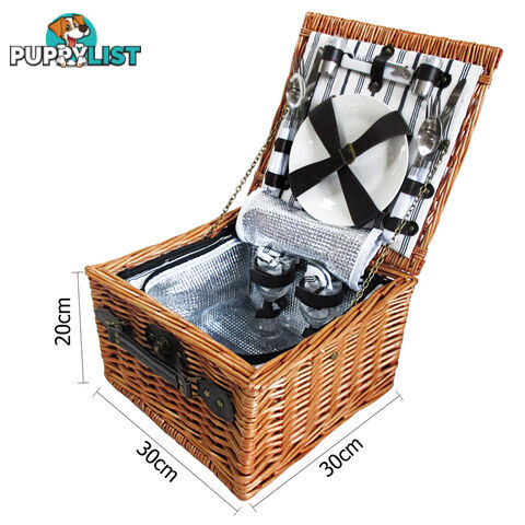 2 Person Picnic Basket Set w/ Cooler Bag Blanket