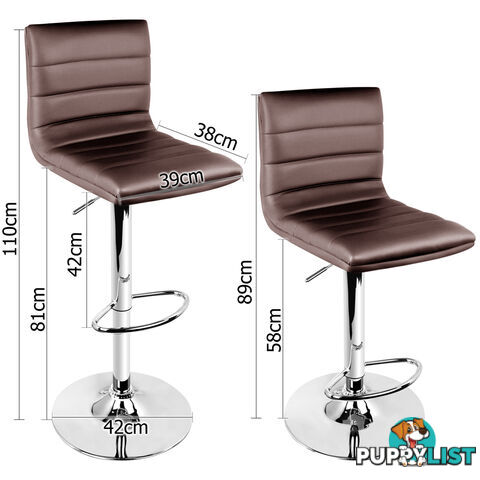 Set of 2 PU Leather Kitchen Bar Stool Chocolate