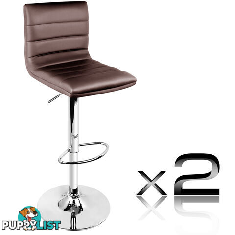 Set of 2 PU Leather Kitchen Bar Stool Chocolate