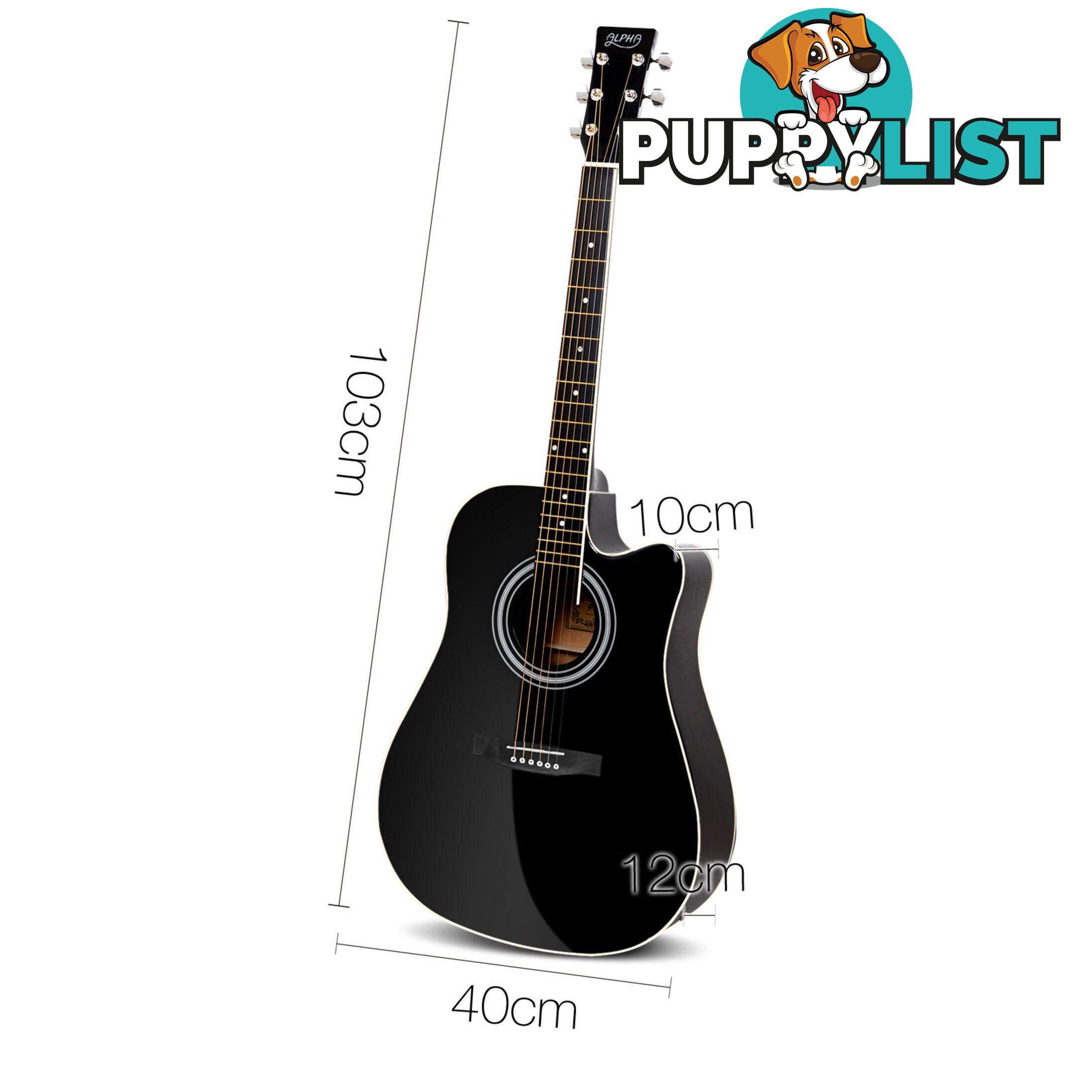 41" Steel-Stringed Acoustic Guitar Black