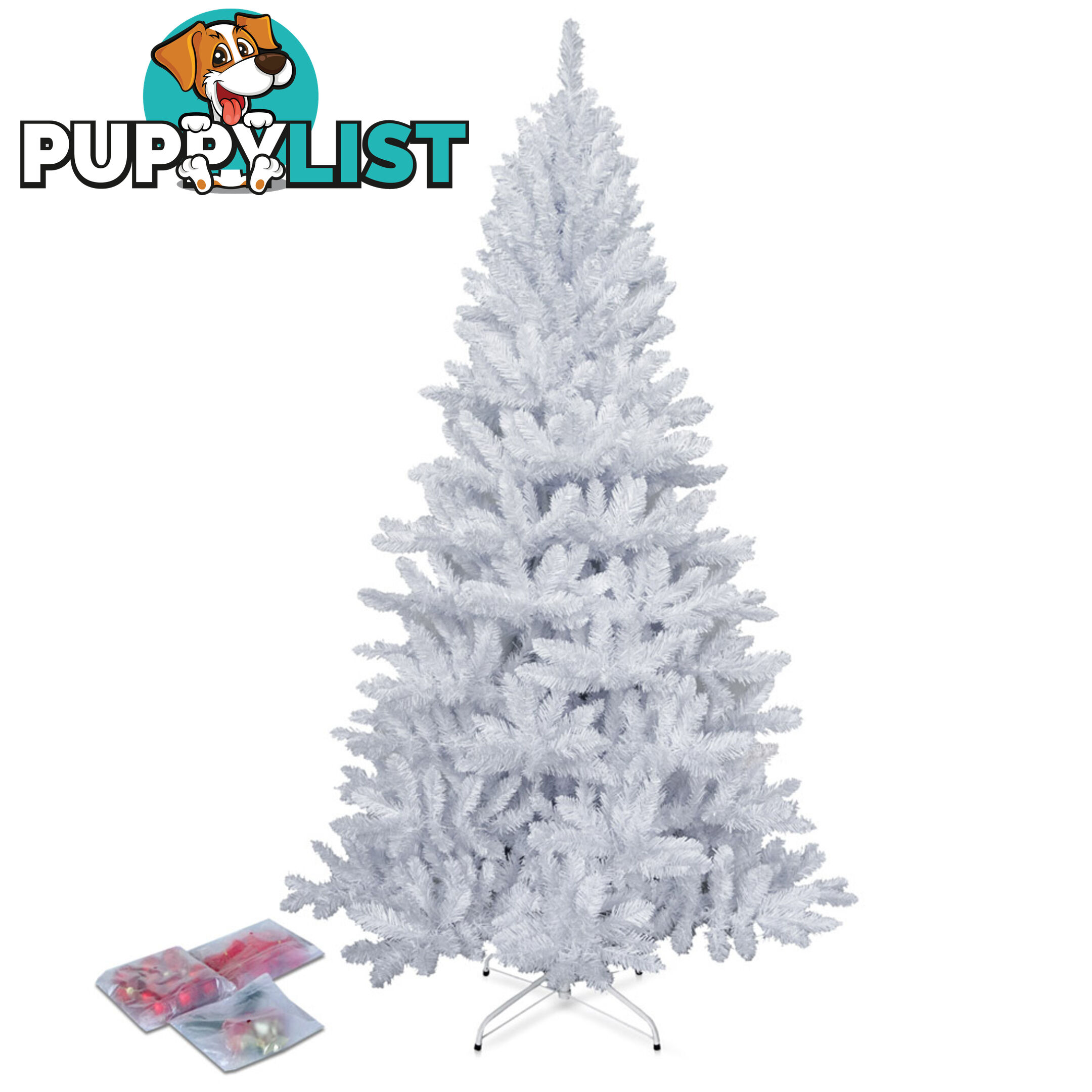 2.1M Christmas Tree With Decorations - White