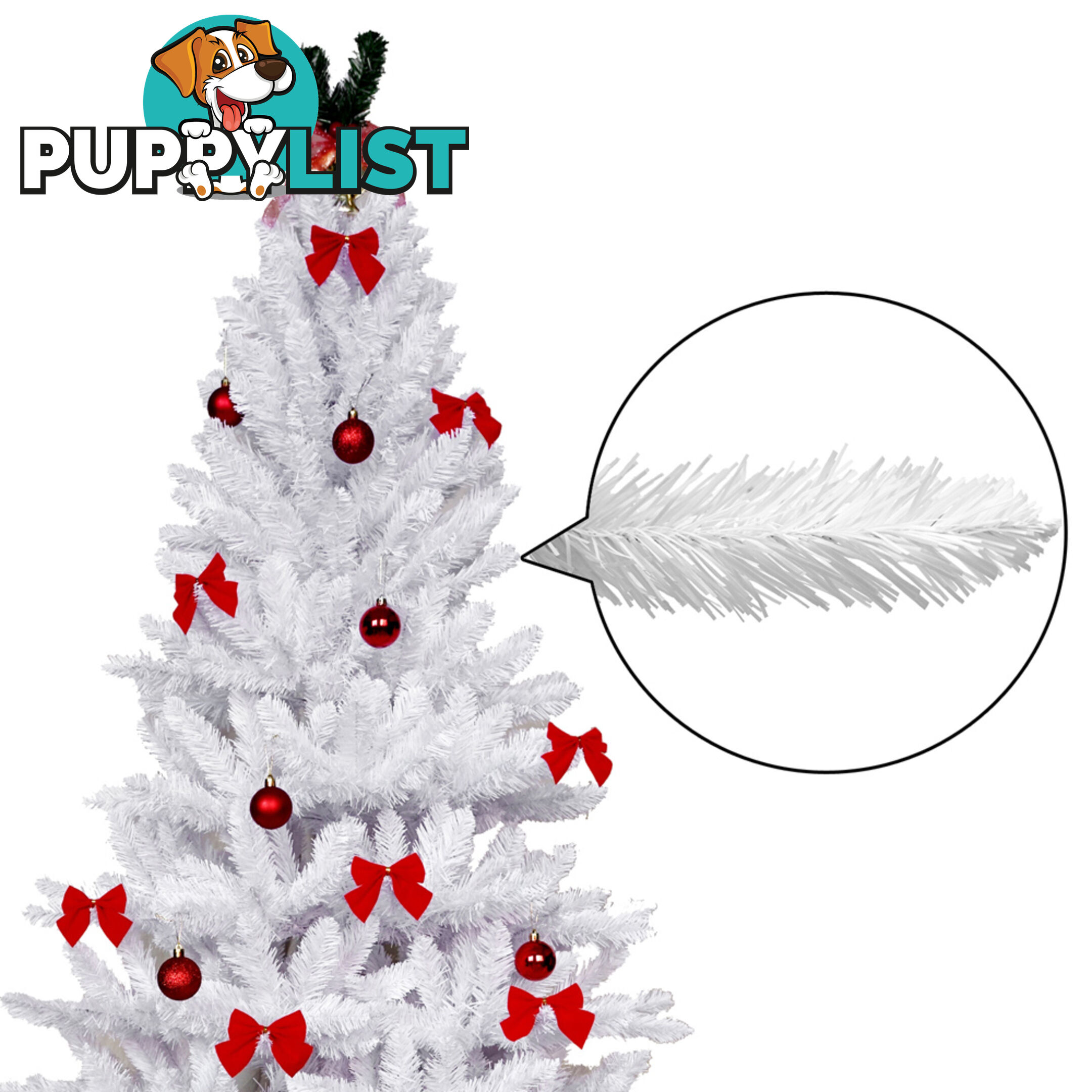 2.1M Christmas Tree With Decorations - White