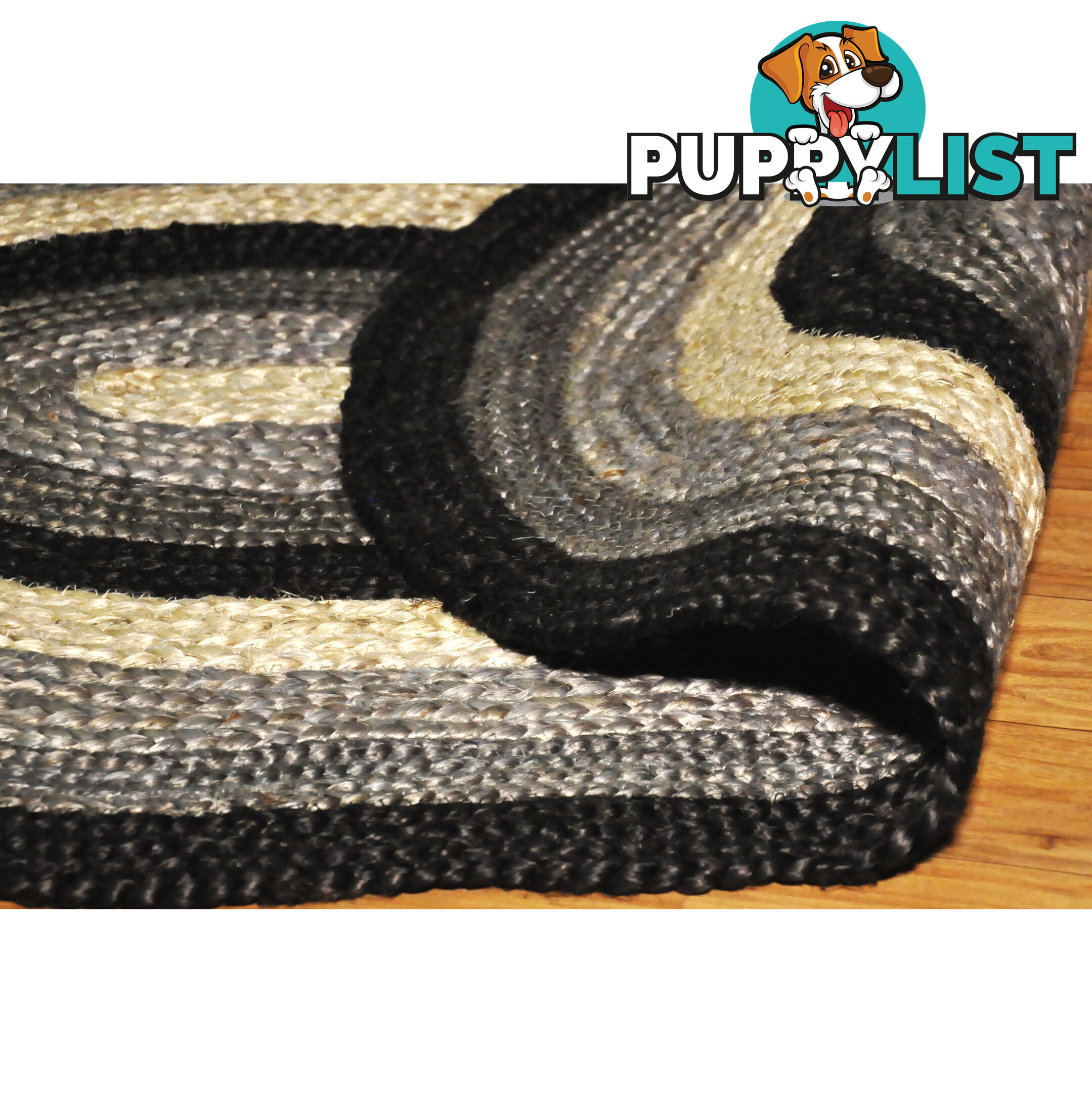 Oval Cotton Grey Rug Black & Grey 80x120cm