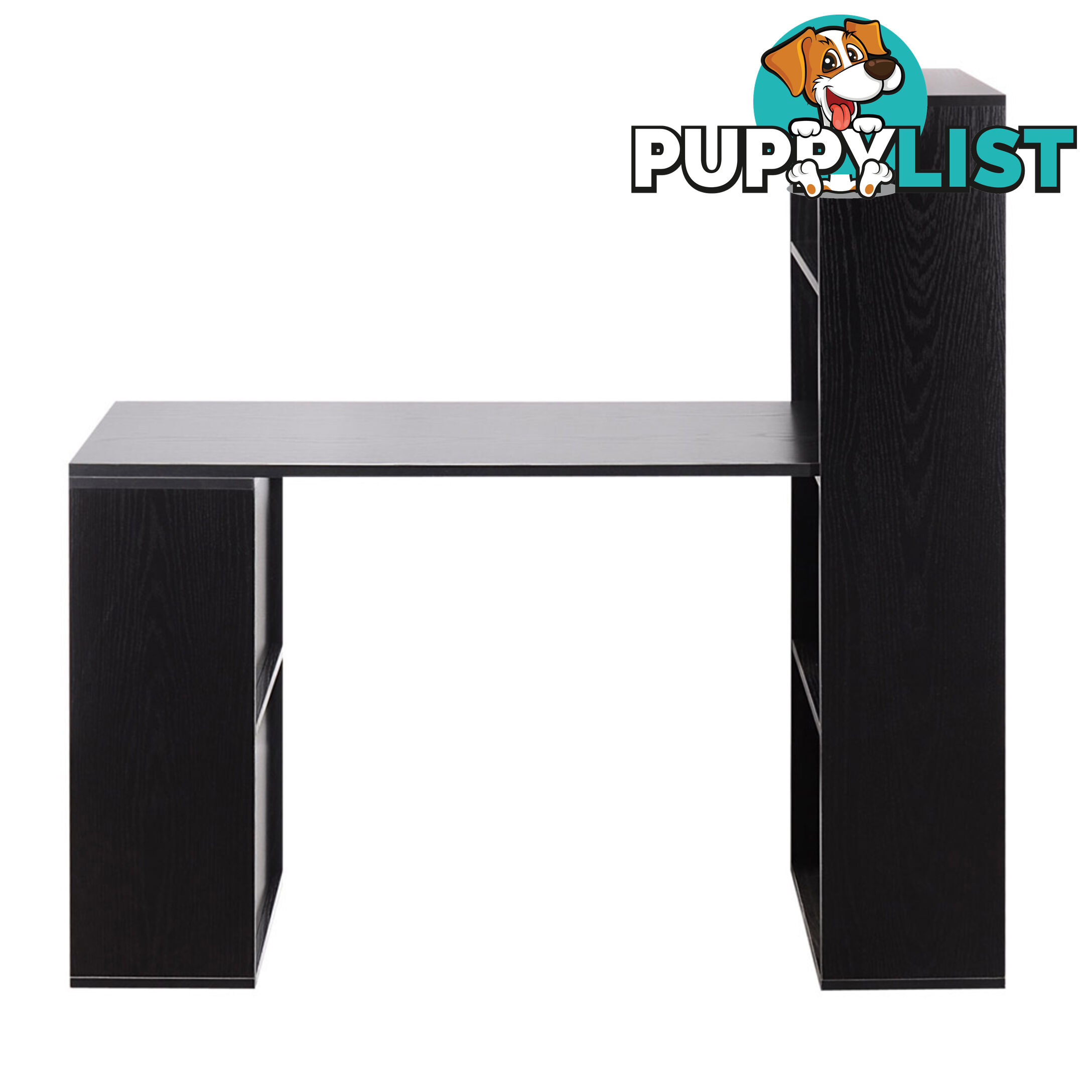 6 Storage Shelf Office Computer Desk Black