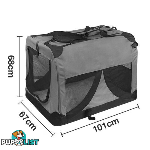 Extra Large Portable Soft Pet Dog Crate Cage Kennel Grey