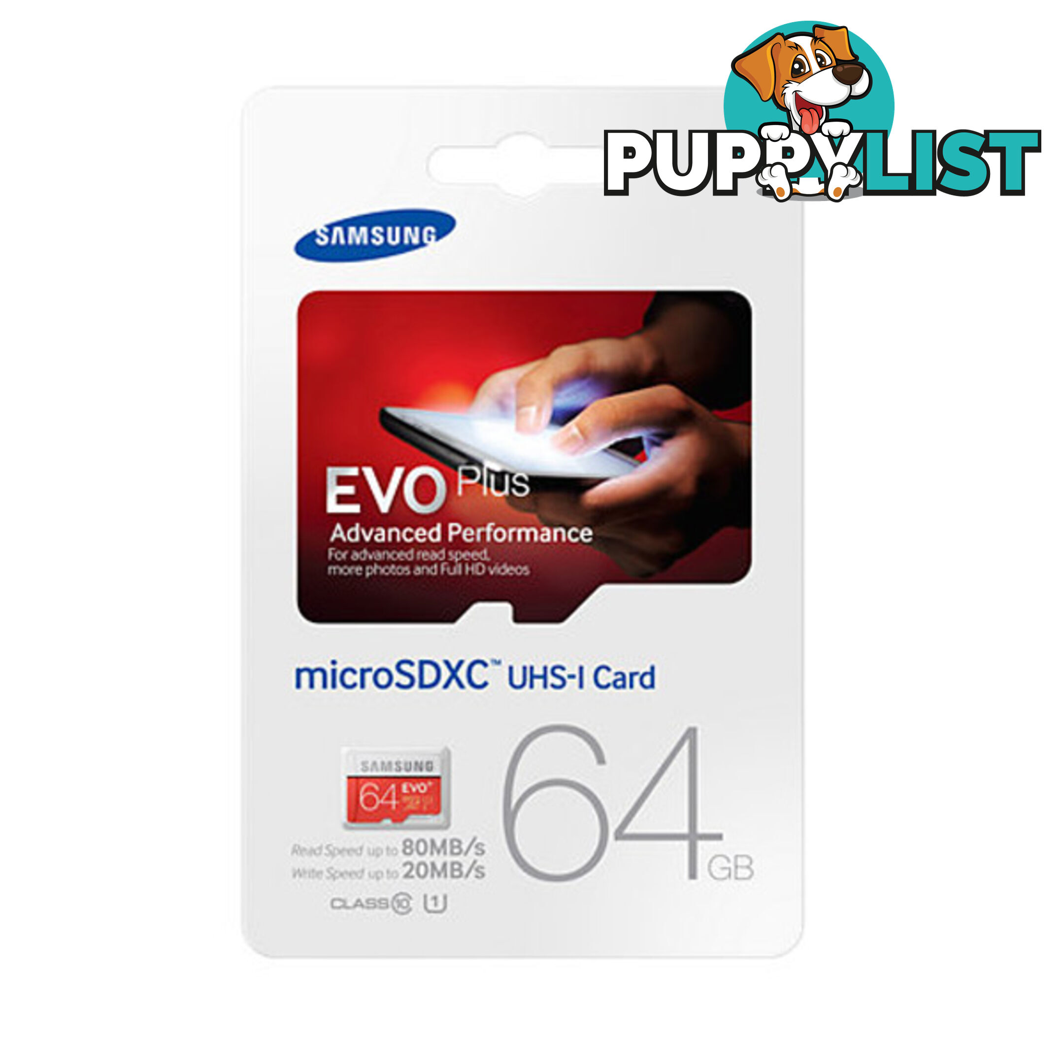 Samsung EVO PLUS 64GB Micro SD Memory Card 80R/20W MB-MC64D