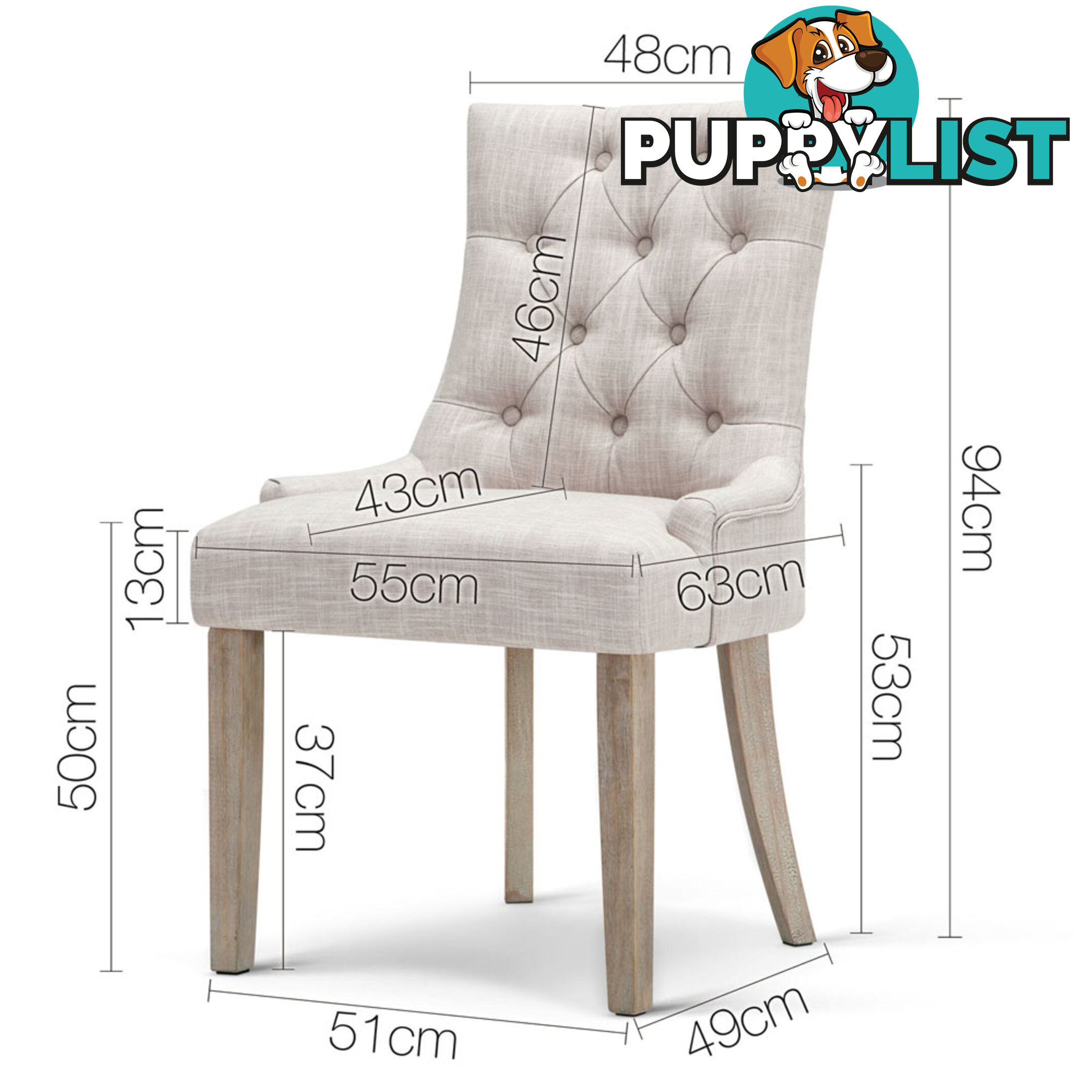 French Provincial Dining Chair - Beige