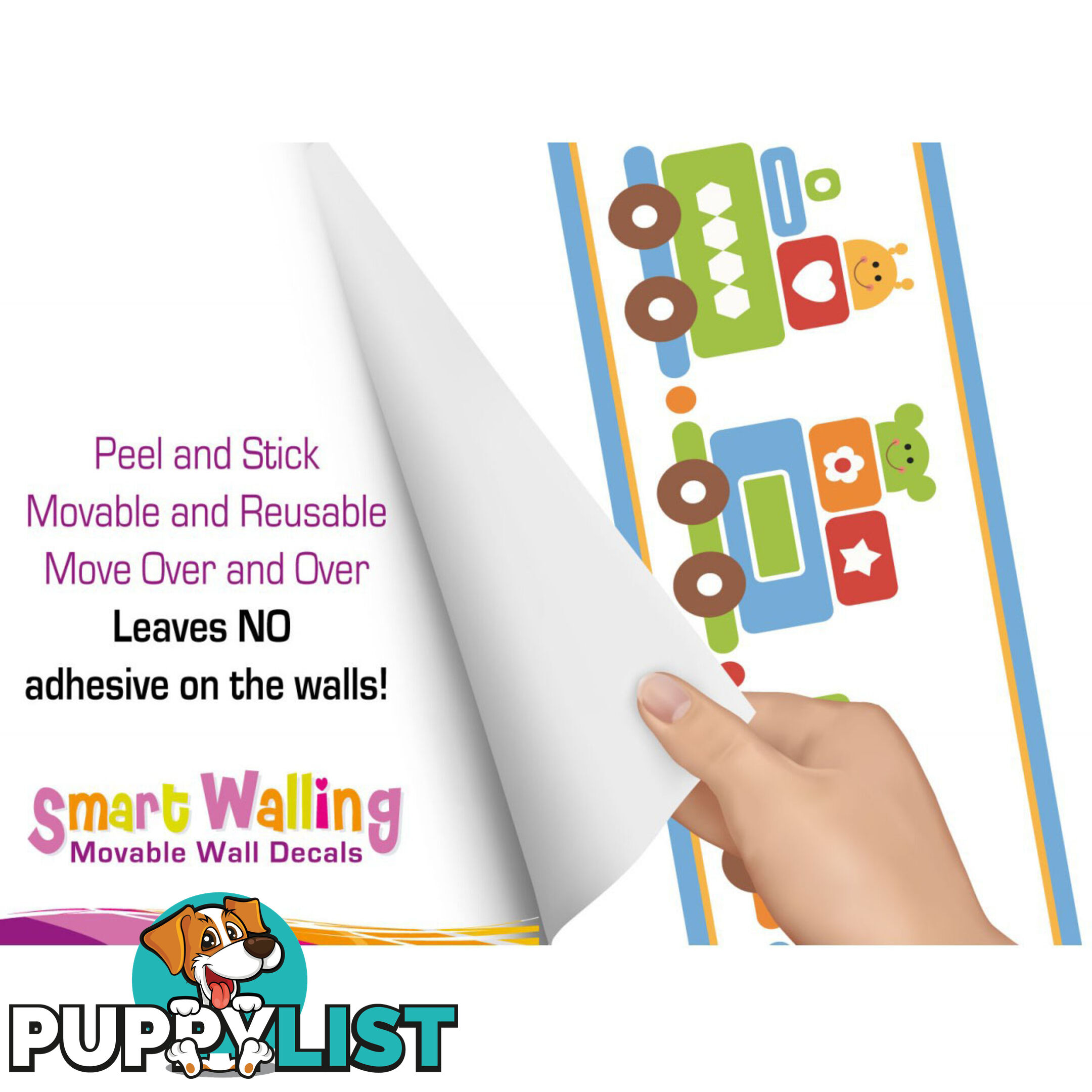 Train Wall Border Stickers - Totally Movable and Reusable