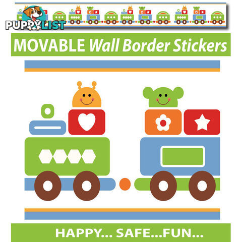 Train Wall Border Stickers - Totally Movable and Reusable